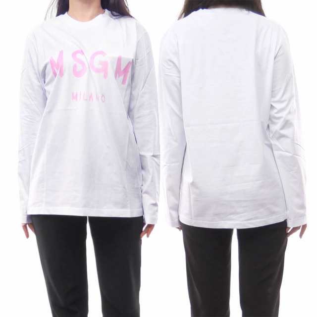 【セール 60％OFF！】MSGM エムエスジーエム レディースクルーネックロングTシャツ 3541MDM511 237798 ホワイト