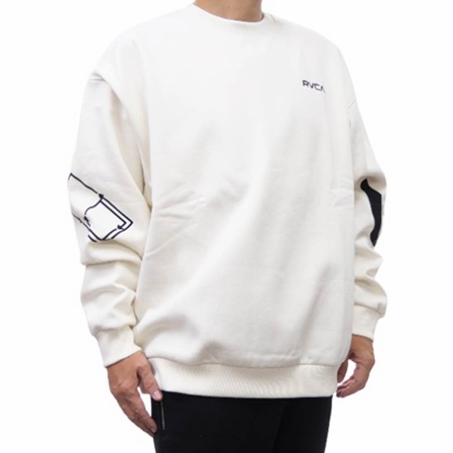 【5％OFF！】RVCA ルーカ メンズトレーナー BE042-033 / STACKHOUSE CR ホワイト /2024秋冬新作