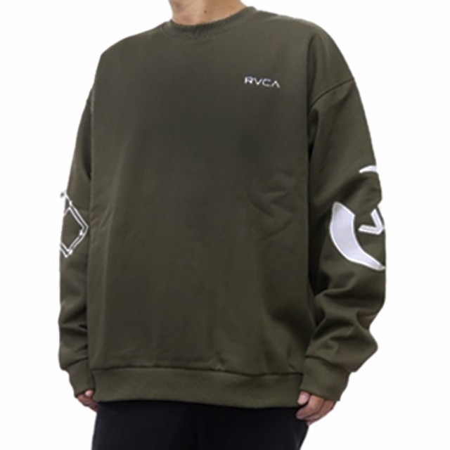 【5％OFF！】RVCA ルーカ メンズトレーナー BE042-033 / STACKHOUSE CR ミリタリーグリーン /2024秋冬新作