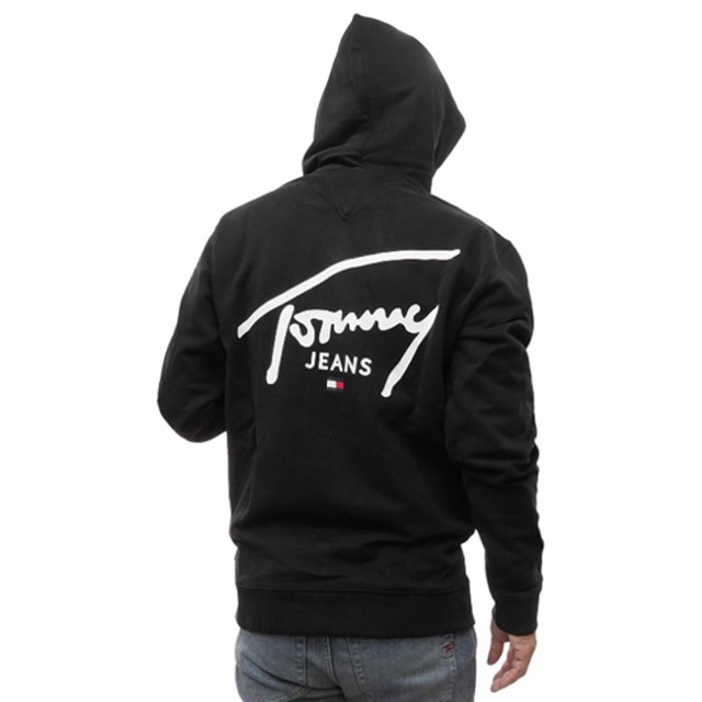 【○％OFF！】TOMMY JEANS トミージーンズ メンズプルオーバーパーカー DM19229 ブラック /2024秋冬新作