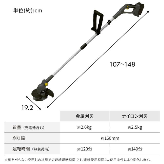 充電式グラストリマー JGT160M4-H グレー 草刈機 電動 充電式 グラストリマー コードレス バッテリー付き 充電器付き 替え刃付き セット 18V １８Ｖ 草刈り機 芝刈り機 芝刈機 刈払機 雑草 除草 電動工具 ガーデニング 園芸 庭 アイリスオーヤマ 送料無料_9