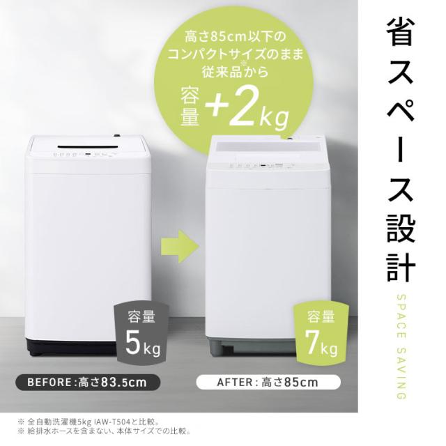 ＼10,OFFクーポン!~6/16 9:59／洗濯機 縦型 全自動洗濯機 7kg 7キロ スリム コンパクト 一人暮らし 二人暮らし 風乾燥 部屋干しモード 予約タイマー 新生活 黒 白 アイリスオーヤマ ITW-70A01-WH/BH 安心延長保証対象_1