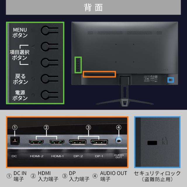 モニター ゲーミングモニター 27インチ wqhd 180hz pcモニター ゲーミング ブラック ホワイト ピンク ブルー パソコンモニター 新品 液晶 ディスプレイ 高速応答 広視野角パネル アーム取付可 ゲーム アイリスオーヤマ DG-AW2718S *_15