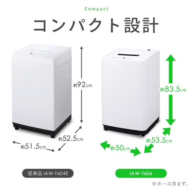 洗濯機 6kg 縦型 一人暮らし 全自動洗濯機 縦型洗濯機 節水 時短 コンパクト 部屋干し ブラック ホワイト 黒 白 新品 ガチ落ち大水流洗浄 アイリスオーヤマ IAW-T606 安心延長保証対象_4