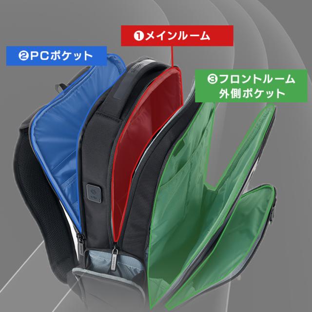 サムソナイト Samsonite ビジネス バックパック LPT BACKPACK 14.1 BLACK 142142-1041 Samsonite スーツ リュックサック リュック メンズ レディース USBポート かばん ラップトップバックパック 通勤 通学 旅行 送料無料_2