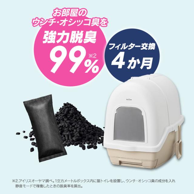 猫 トイレ アイリスオーヤマ ラクリーン 炭 脱臭ファン付き 猫トイレ