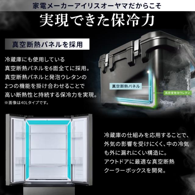 クーラーボックス 釣り 20L 真空断熱 保冷力 最大7日 ハード キャンプ アウトドア レジャー バーベキュー スポーツ インナートレー ハンドル ショルダーベルト付 サイドテーブル 座れる 保冷ボックス クーラーBOX アイリスオーヤマ HUGEL VITC-20R *_2