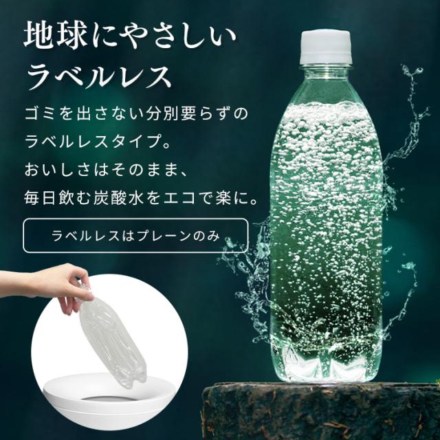 炭酸水 500ml 24本 ラベルレス プレーン 強炭酸水 無糖 無果汁 天然水
