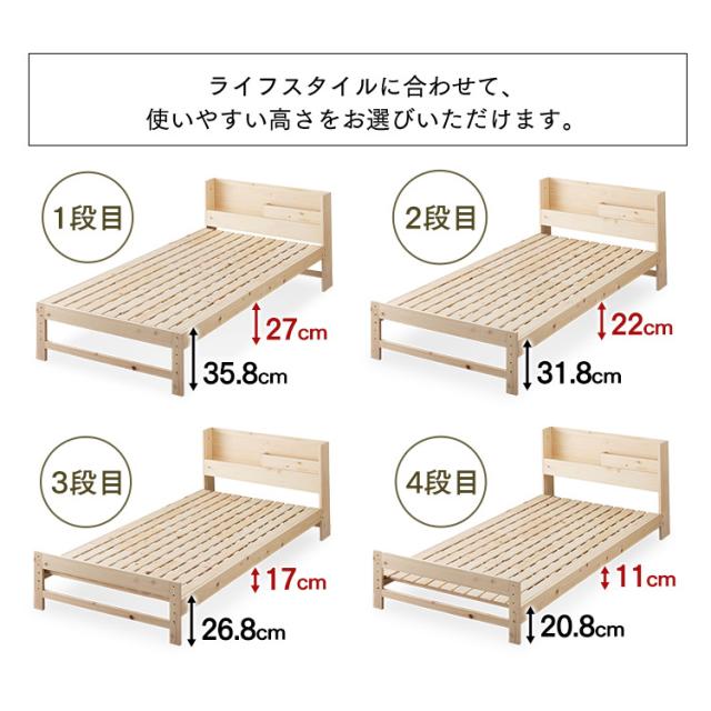 ベッド セミダブル マットレスセット 総ヒノキ すのこベッド ふつう20ｃｍ・かため21ｃｍ 全2マットレス ベッド スノコ ヒノキ 総ヒノキ ベット べっと 快眠 寝具 眠り コイルマットレス マットレス  アイリスオーヤマ 送料無料 【int】_11
