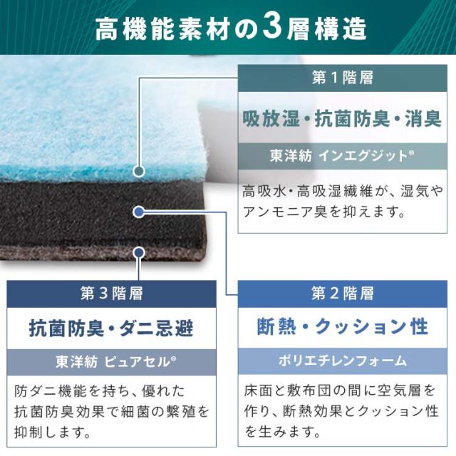 除湿マット 除湿シート シングル すのこマット 除湿シート 除湿 すのこ型吸湿マット クローゼット 押し入れ 吸湿 エアージョブマックス JABFST660 湿気対策 抗菌防臭 インエグジット フィルハーモニィ_6