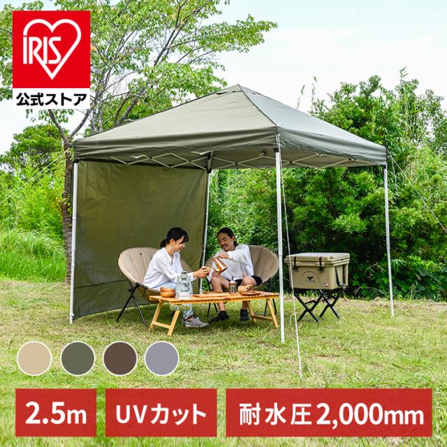 タープテント 2.5m スチール 丈夫 高さ3段階 UVカット カット率98％ 耐水圧2000ｍｍ 屋外 簡単設置 固定可能 ベンチレーション 収納バッグ付 プール アウトドア BBQ 日差し 日よけ テント タープ 4〜6人 2.5×2.5 TP-250 *