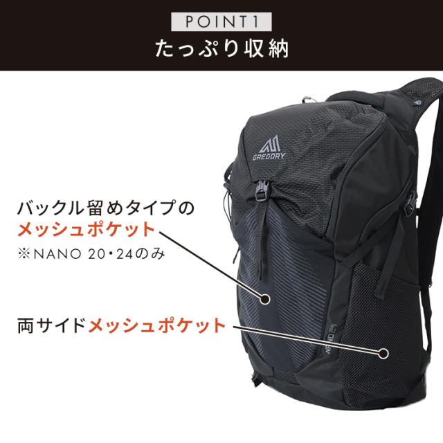 グレゴリー バックパック ザック NANO 16 OBSIDIAN BLACK 16L