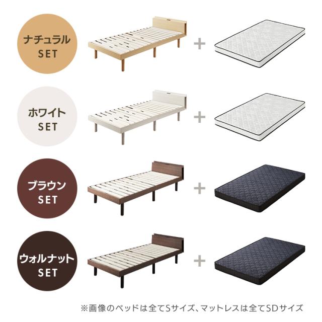 ベッド マットレス セット 棚付きベッドとポケットコイルマットレス14cmダブルセット 全4色 マットレス ベッド 寝具セット 低反発 すのこ マットレス付き ダブル 収納付き マットレスベッド 送料無料_3