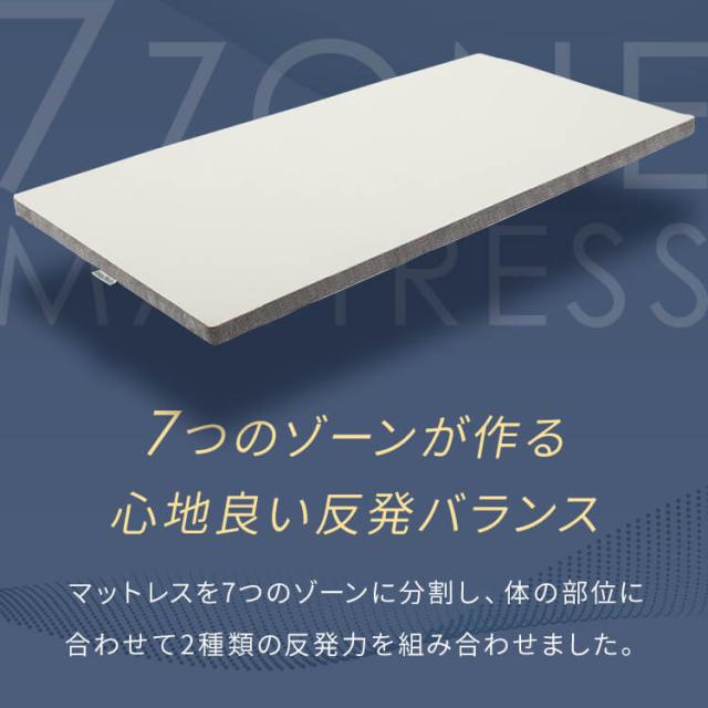 7ゾーンマットレス グレー 23L-7Z-S 高反発 体圧分散 メンテナンスフリー 褥瘡対策 寝返りがしやすい 体幹保持 カバー洗濯可 理想的な寝姿勢 ラテックス 送料無料_2