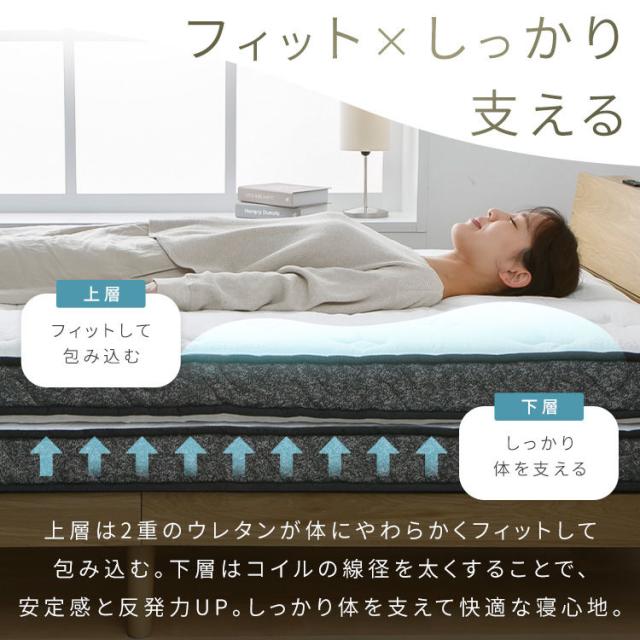 マットレス ダブル ポケットコイルマットレス 2層 分割設計 1層ずつ