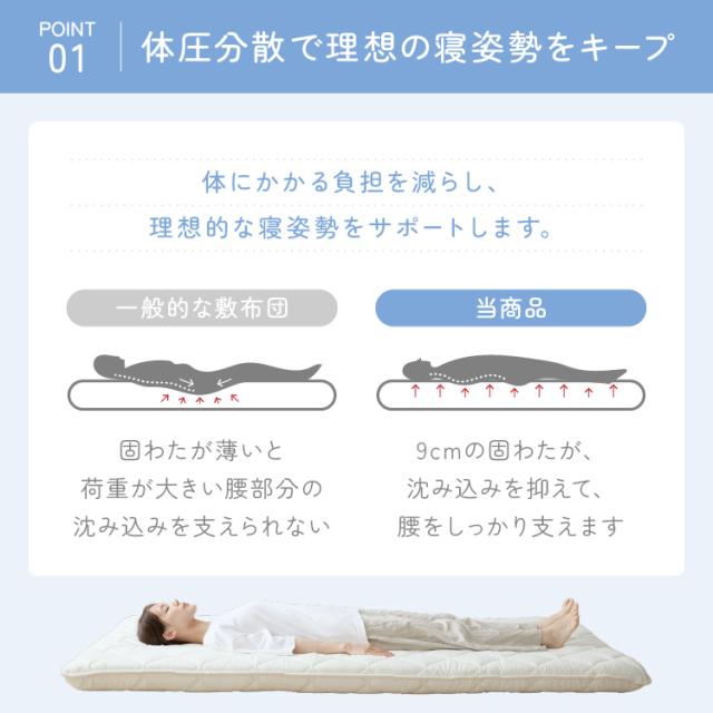 体圧分散 高反発 中芯3枚重ね 抗菌防臭 防ダニ しっかり 極厚 ピーチスキン しっかり固め五層敷き布団 SLアイボリー ふとんファクトリー 体圧分散 高反発 中芯3枚重ね 抗菌防臭 防ダニ しっかり 極厚 ピーチスキン_4