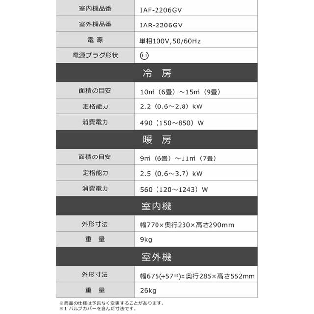 エアコン 6畳 2.2kw アイリスオーヤマ 音声操作 室温キープ機能 ON・OFFタイマー 内部洗浄機能 省エネ 本体 室外機 リモコンセット  IAF-2206GV 安心延長保証対象の通販は