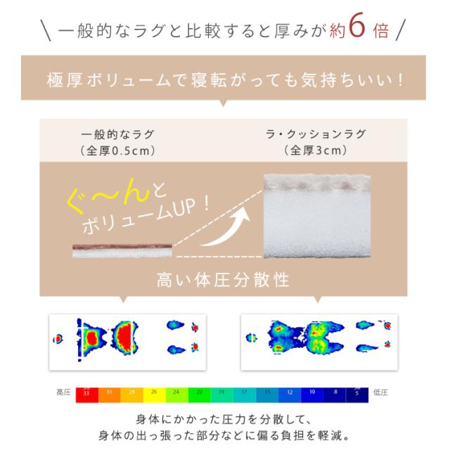 ラグ 厚手 ラグマット 185cm×240cm 3畳 ラ・クッションラグ シープ調ボア ACRSB-1824 カーペット おしゃれ 厚手 防音 遮音  暖房 コンパクト  すべり止め 滑り止め マット リビング 厚め あったか ホットカーペット対応 アイリスオーヤマ 【int】_6
