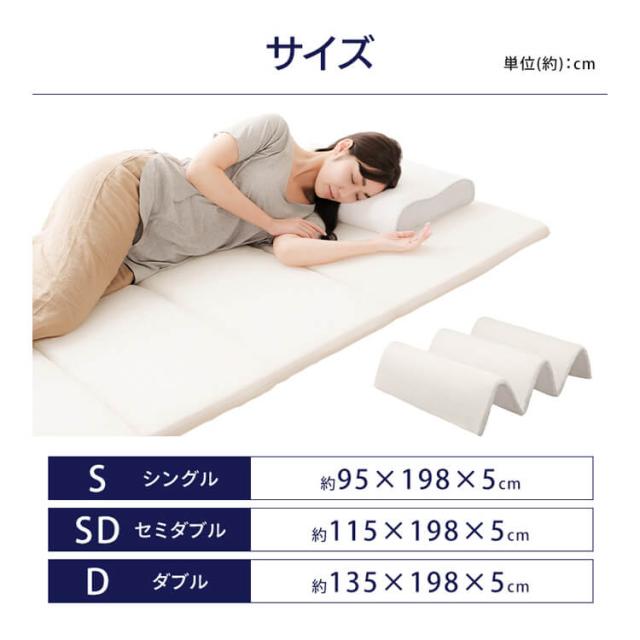 マットレス ダブル 六つ折り 折りたたみ 厚さ5cm 硬め 体圧分散 高反発