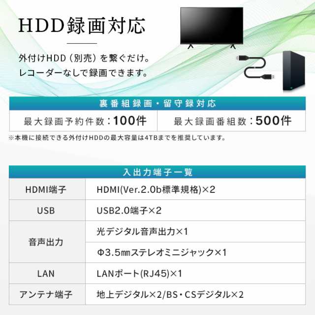 テレビ 液晶テレビ 2K スマート液晶テレビ 40V型 40FEA20 ブラック