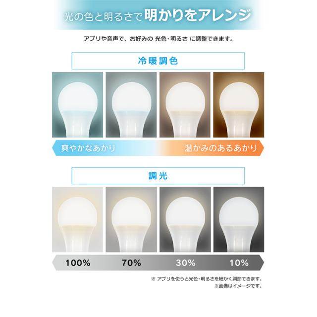 LED電球 E26 広配光 60形相当 冷暖調色  AIスピーカー LDA9D/L-G/D-86AITG+Google Nest Mini LED電球 広配光 LED 電球 LEDライト ECO エコ 省エネ 節約 節電 スマートスピーカー対応 アイリスオーヤマ outlet 安心延長保証対象_10