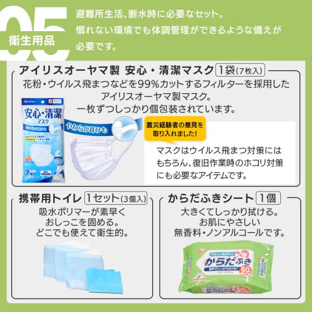 防災グッズ 防災リュック 1人用 アイリスオーヤマ 避難リュック 防災セット 1人用31点 BS131 災害 エアベッド アルミブランケット マスク 衛生用品 震災 台風 避難 緊急 非常用 備え セット 1人用 アイリスオーヤマ 送料無料_14