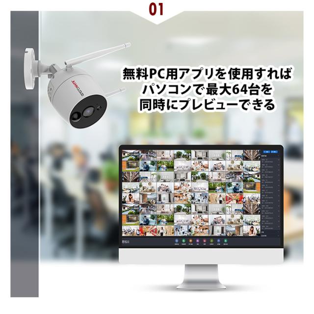 防犯カメラ Wi-Fiネットワーク屋外IPカメラPro 白 JA-PO1031-W