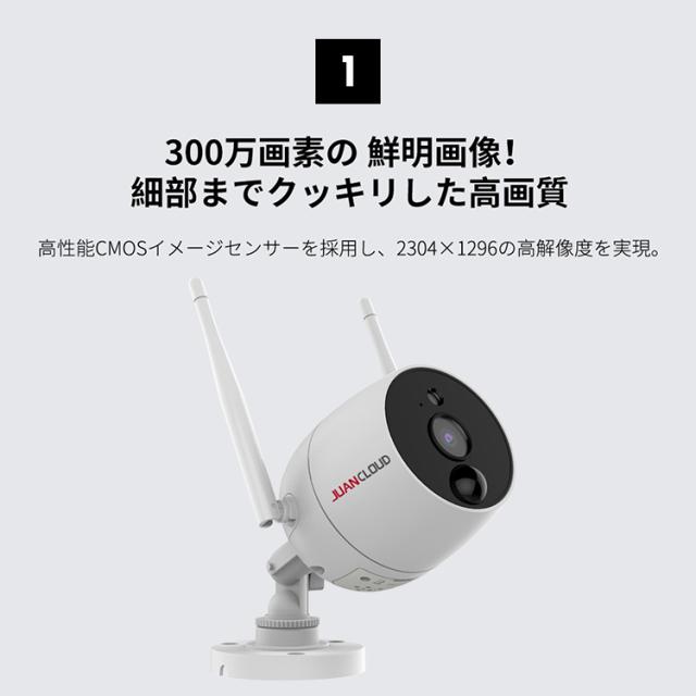 防犯カメラ Wi-Fiネットワーク屋外IPカメラPro 白 JA-PO1031-W