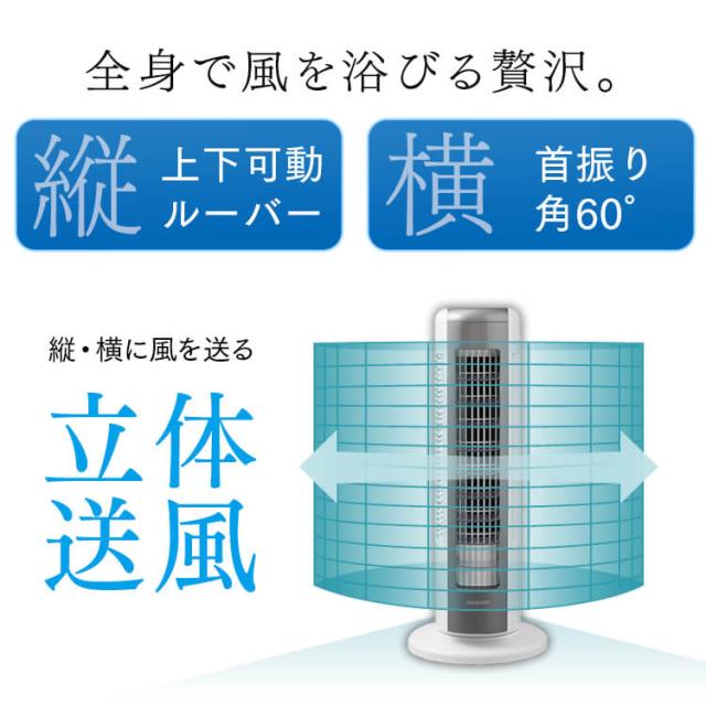 ＼4,OFFクーポン!~5/14 9:59／扇風機 タワーファン 冷風 静音 メカ式 スリム 羽根なし タワー型 アイリスオーヤマ タワー型 静音 静か 首振り 左右 タワーファン 上下ルーバー リモコン 省スペース コンパクト タワー型扇風機 KTF-C61TS 送料無料 安心延長保証対象_7