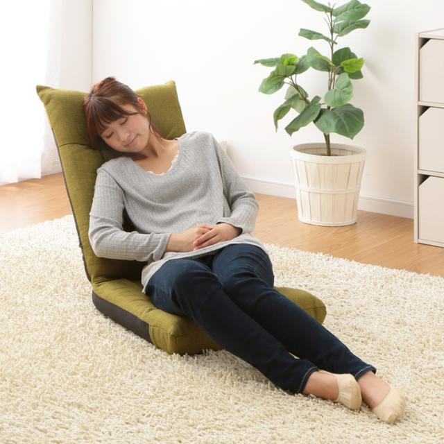 座椅子 リクライニング 6段階 ハイバック 1人掛け 折りたたみ