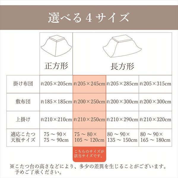 こたつ布団3点セット（こたつ掛布団 こたつ敷布団 こたつ上掛け）掛布団サイズ205×245cm 「シンシア」 4尺こたつ台適用 洗える上掛け付き [代引不可] 全2色 こたつ 布団 大判 長方形 4尺 ふんわり 暖かい コタツ 三点セット 送料無料_8