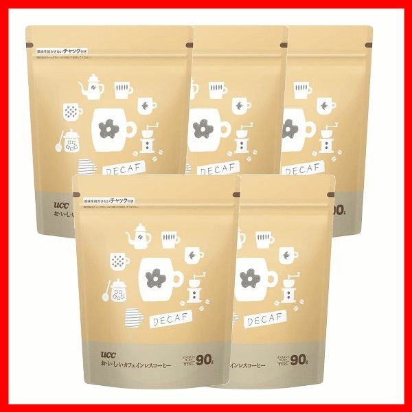 5個セット UCC おいしいカフェインレスコーヒー袋 90g UCC コーヒー インスタントコーヒー インスタント マグカップ カフェ 簡単 便利 経済的 香り カフェインレス デカフェ 送料無料の通販は 5,898円