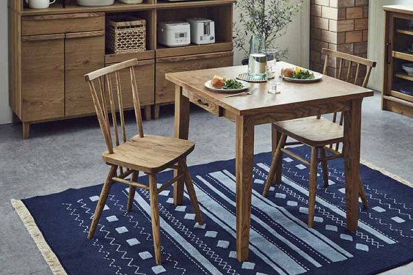 カントリー調 ダイニングチェア/食卓椅子 〔2脚セット ナチュラル〕 幅