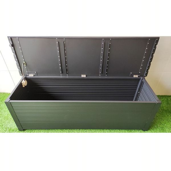 ベンチ 収納付 屋外 ベンチボックス 黒 BB150-BK [代引不可] ベンチボックス 収納ボックス アルミ 軽い 収納 スムーズクローザー スツール 軽量 ガーデンニング 組立式 送料無料_1