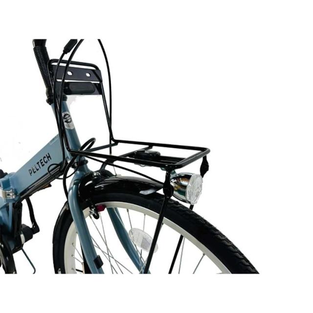電動自転車 本体 折り畳み 24インチ 電動アシスト自転車 LEDライト付 タイヤ 大きめ 変速なし 泥除け装備 完成品 自転車 電動 8.5Ah 折りたたみ チャリ 通勤 通学 おりたたみ自転車 コンパクト収納 PELTECH ペルテック TDH-414L * 【TD】 【代引不可】