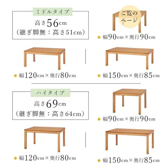 リビングコタツ ｼｪﾙﾀK90M [代引不可] こたつテーブル リビングコタツ 高さ調節 継脚 ミドルテーブル 正方形 90×90cm 和モダン シンプル センターテーブル 送料無料_3