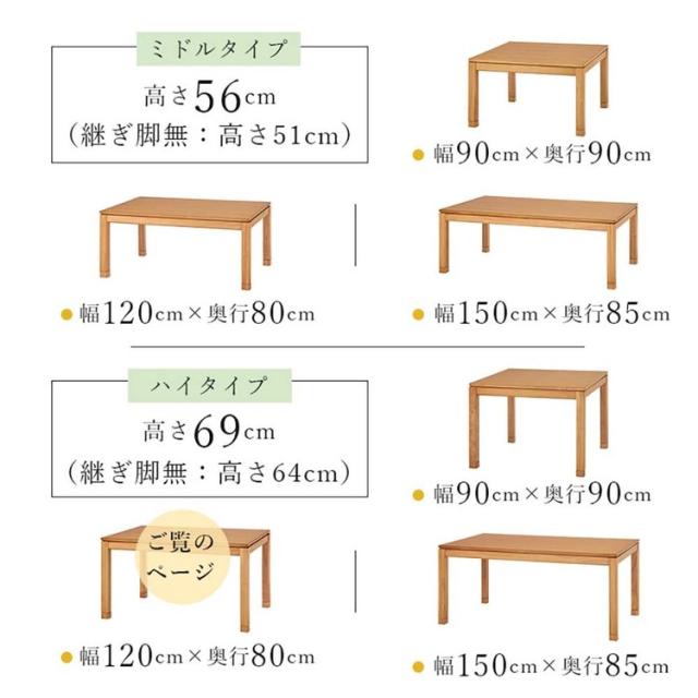 リビングコタツ ｼｪﾙﾀK120H [代引不可] こたつテーブル リビングコタツ 高さ調節 継脚 ハイテーブル 長方形 120×80cm 和モダン シンプル テーブル 送料無料_3