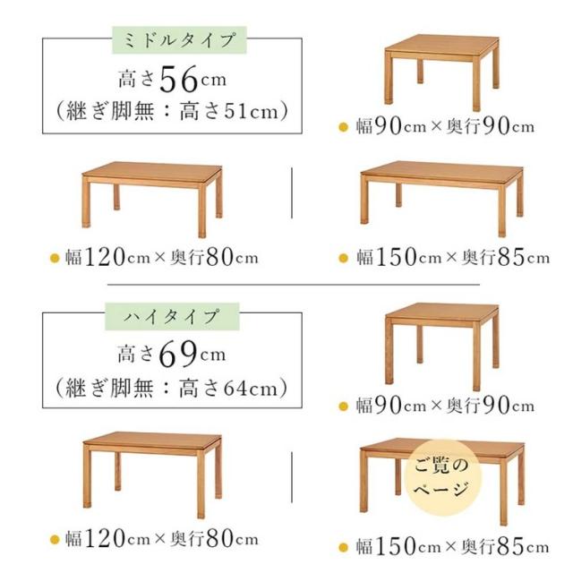 リビングコタツ ｼｪﾙﾀK150H [代引不可] こたつテーブル リビングコタツ 高さ調節 継脚 ハイテーブル 長方形 150×85cm 和モダン シンプル テーブル 送料無料_3