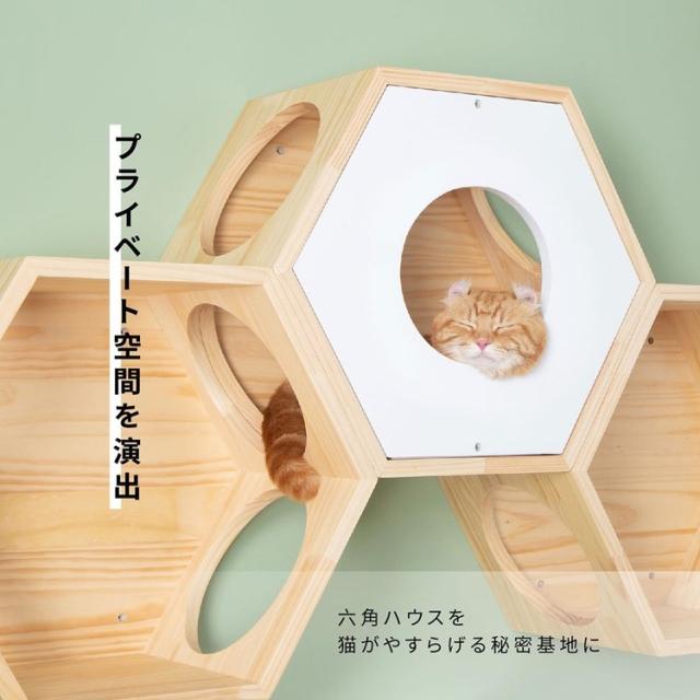 ネコハウス&キャットステップ 六角BOXキャットウォーク壁取り付け ネコハウス&キャットステップ 六角BOXキャットウォーク壁取り付け