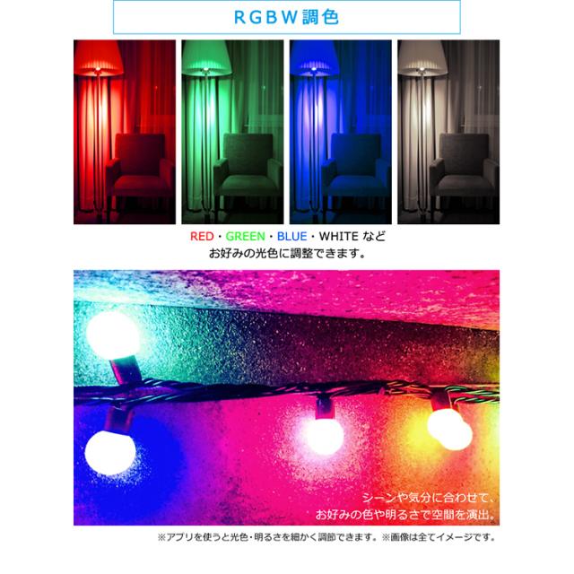 LED電球 E26 広配光 60形相当 RGBW調色 スマートスピーカー対応 セット