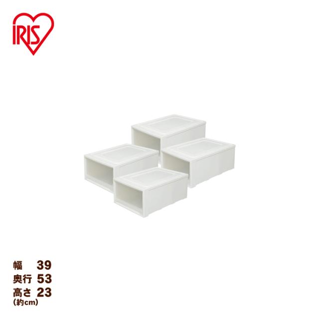 【4個】 チェスト 収納ケース 収納ボックス 引き出し クリアボックス 衣装収納ケース コンテナ プラスチック 幅39 奥行53 高さ23 浅型 透明 中身が見える クローゼット 押し入れ 押入 衣類収納 衣装 服 収納BOX アイリスオーヤマ MG-5323 *_2