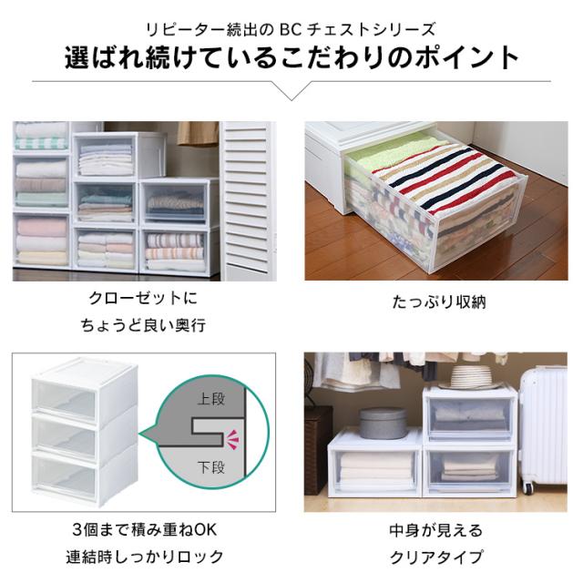 【6個】 収納ボックス 引き出し 一段 収納ケース 幅35 奥行45 高さ29.7 衣類収納ケース チェスト 完成品 タンス 衣装ケース アイリスオーヤマ 収納 押入れ クローゼット クリア コンパクト 積み重ね プラスチック BCチェスト MDサイズ 深型 BC-MD *_2