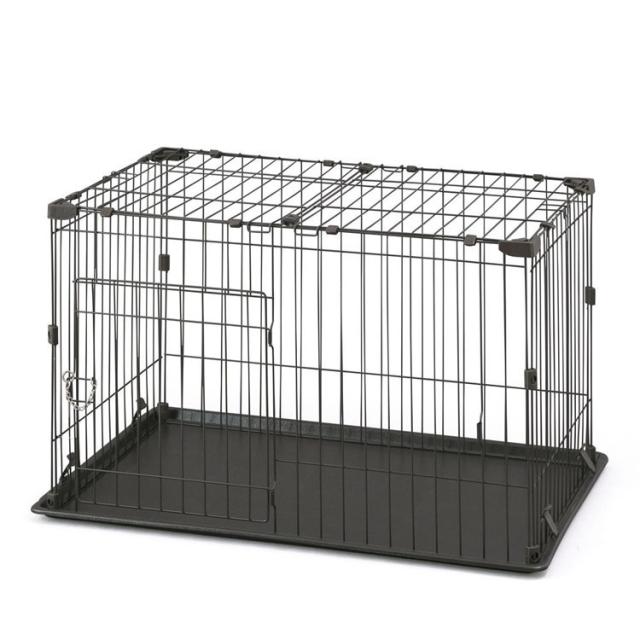 犬用ケージ　屋根付き　トレー付き　ブラウン 屋根付き トレー付き ペットサークル 中小型犬用 ブラウン 犬