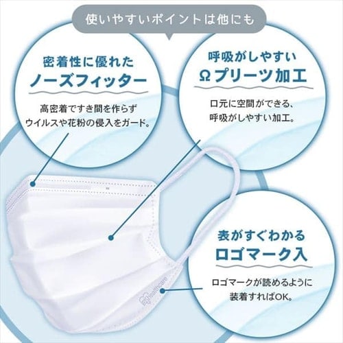 マスク 不織布 プリーツ 40枚入 3個セット 不織布マスク プリーツ