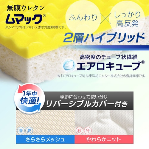 マットレス シングル 三つ折り 折りたたみ 厚さ9cm 硬め 体圧分散 高反発 洗える 抗菌 防臭 立てかけ 通気性 湿気対策 お手入れ 簡単 2層 リバーシブル オールシーズン 通年 敷布団 来客用 アイリスオーヤマ エアリーハイブリッド Airy HB90-S *_1
