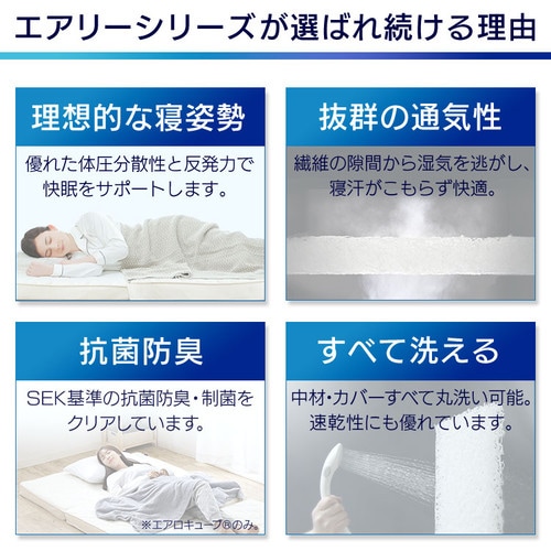 マットレス シングル 三つ折り 折りたたみ 厚さ9cm 硬め 体圧分散 高反発 洗える 抗菌 防臭 立てかけ 通気性 湿気対策 お手入れ 簡単 2層 リバーシブル オールシーズン 通年 敷布団 来客用 アイリスオーヤマ エアリーハイブリッド Airy HB90-S *_2