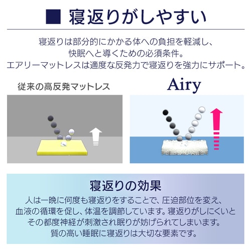 マットレス シングル 三つ折り 折りたたみ 厚さ9cm 硬め 体圧分散 高反発 洗える 抗菌 防臭 立てかけ 通気性 湿気対策 お手入れ 簡単 2層 リバーシブル オールシーズン 通年 敷布団 来客用 アイリスオーヤマ エアリーハイブリッド Airy HB90-S *_10