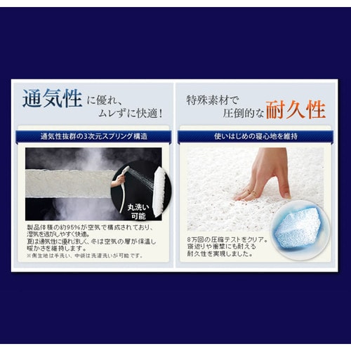 敷きパッド セミダブル リバーシブル 夏 冬 オールシーズン 通年 ベッドパッド 体圧分散 高反発 寝返り 洗える 丸洗い 抗菌 防臭 通気性 湿気対策 薄手 置くだけ 軽量 敷パッド パット ベッドパット 寝具 アイリスオーヤマ エアリー Airy PAR-SD *_3