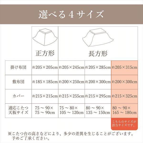こたつ布団3点セット（こたつ掛布団 こたつ敷布団 こたつカバー）掛布団サイズ205×315cm 「ラディ」 6尺こたつ台適用 洗えるカバー付き [代引不可] こたつ 布団 大判 長方形大判 6尺 ふんわり 暖かい コタツ 三点セット 送料無料【int】_8