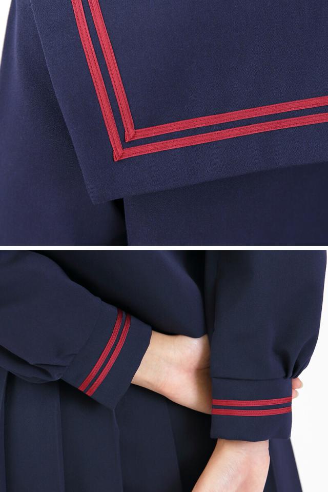 ティアラ 女子小学生 カシドス織り 赤2本ライン セーラー服 120cmA